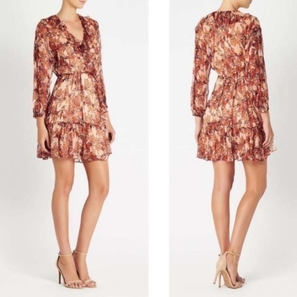 Nwt Iro Dress Pacify Wrap Mini In Orange Floral